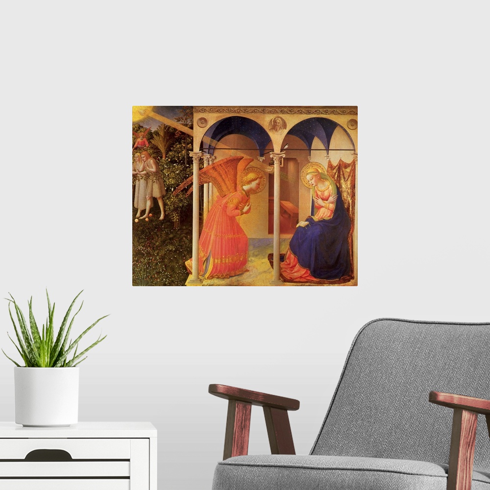 A modern room featuring Annunciation, The