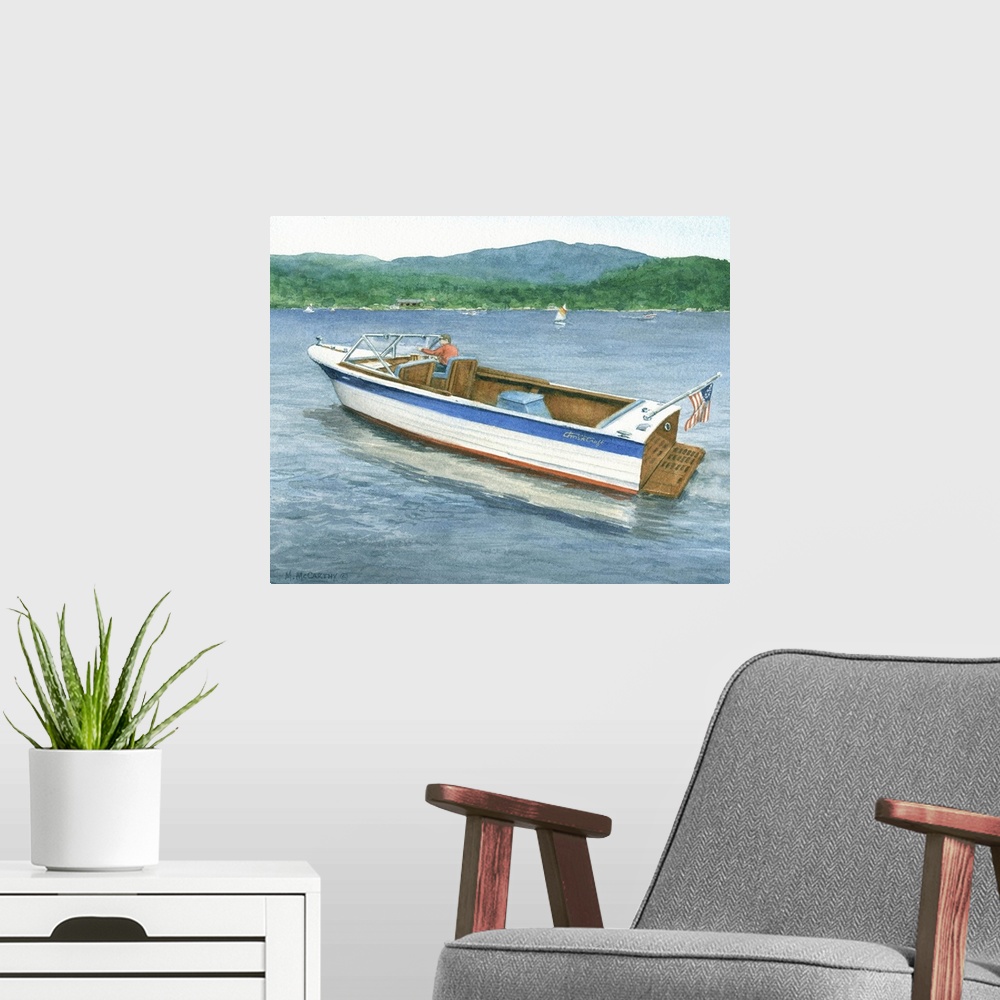 A modern room featuring Chris Craft on the Lake