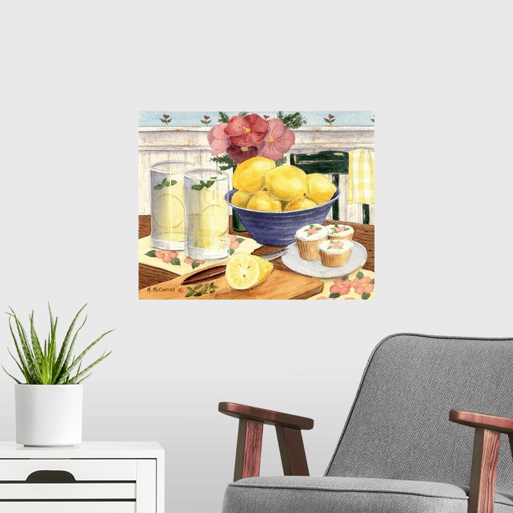 A modern room featuring Fresh Lemonade