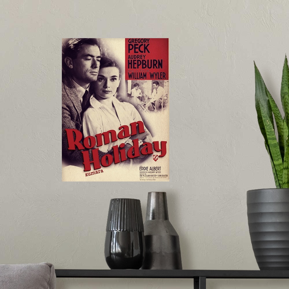 A modern room featuring Audrey Hepburn Roman Holiday Poster 3