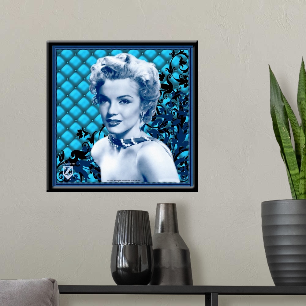 A modern room featuring Marilyn Monroe Padded Floral Blue