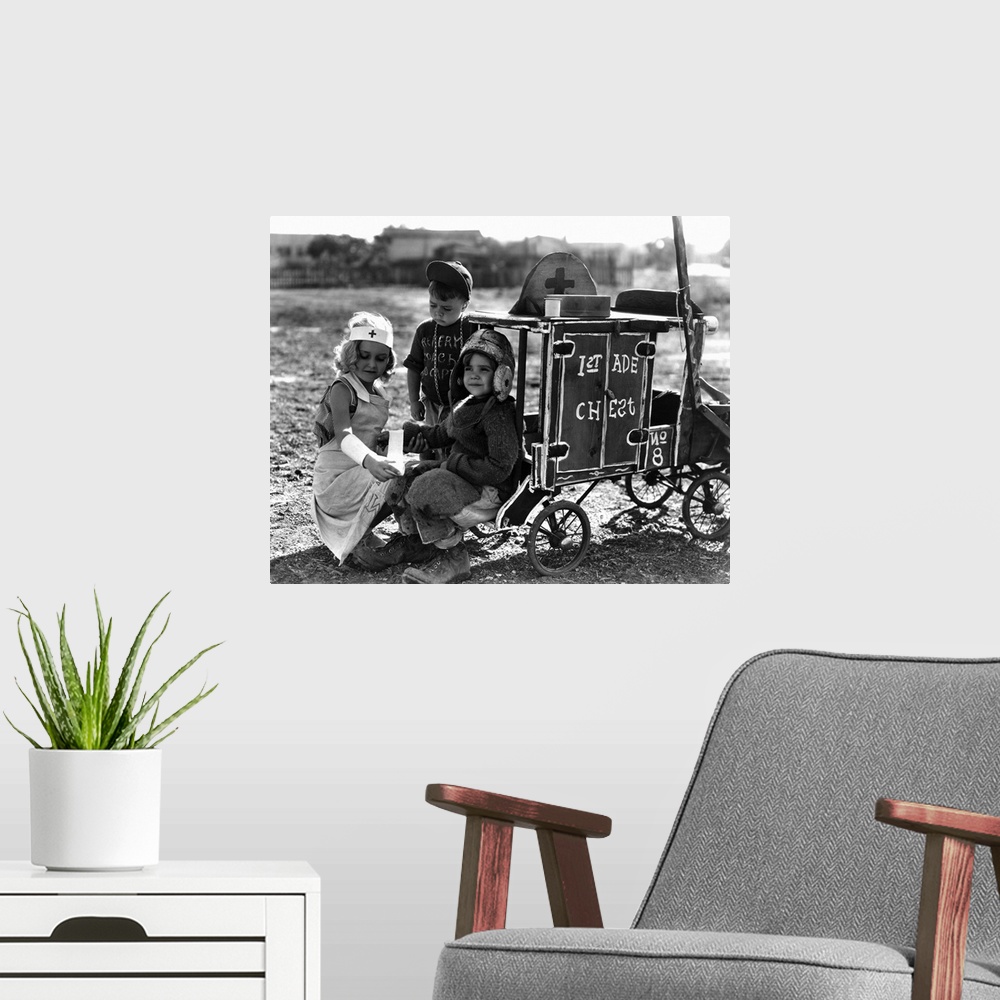 A modern room featuring Our Gang B&W 1st Ade Wagon