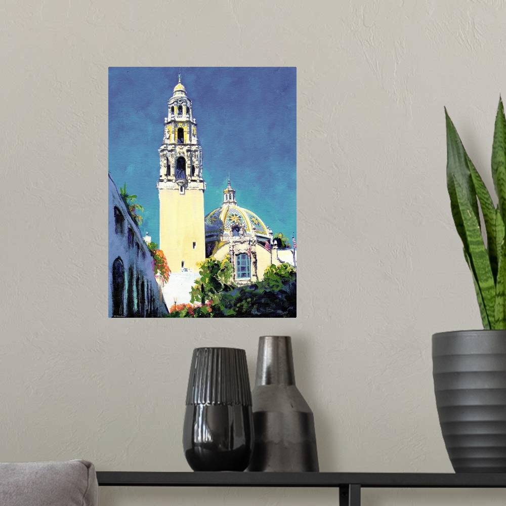 A modern room featuring The California building and California Tower in Balboa Park, San Diego by RD Riccoboni.