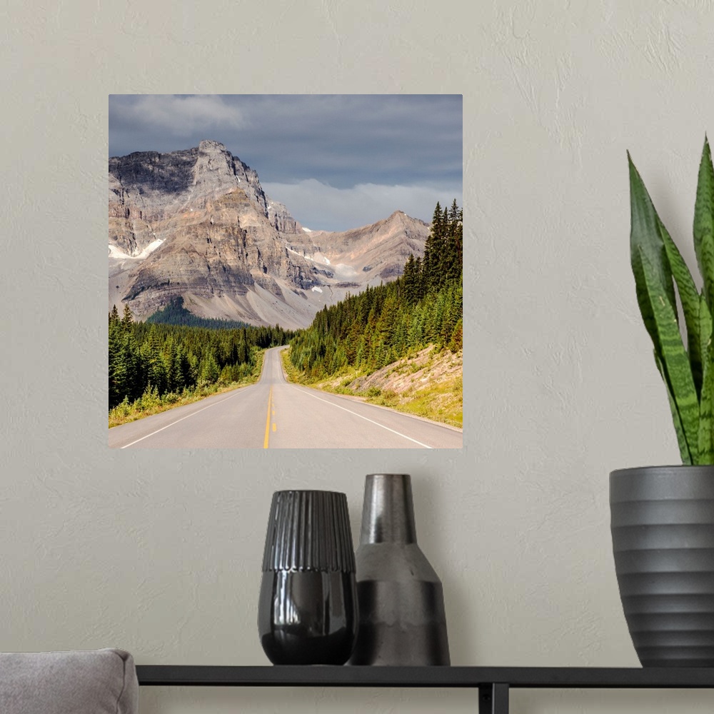 A modern room featuring View of a mountain from Icefields Parkway in Banff National Park, Alberta, Canada.