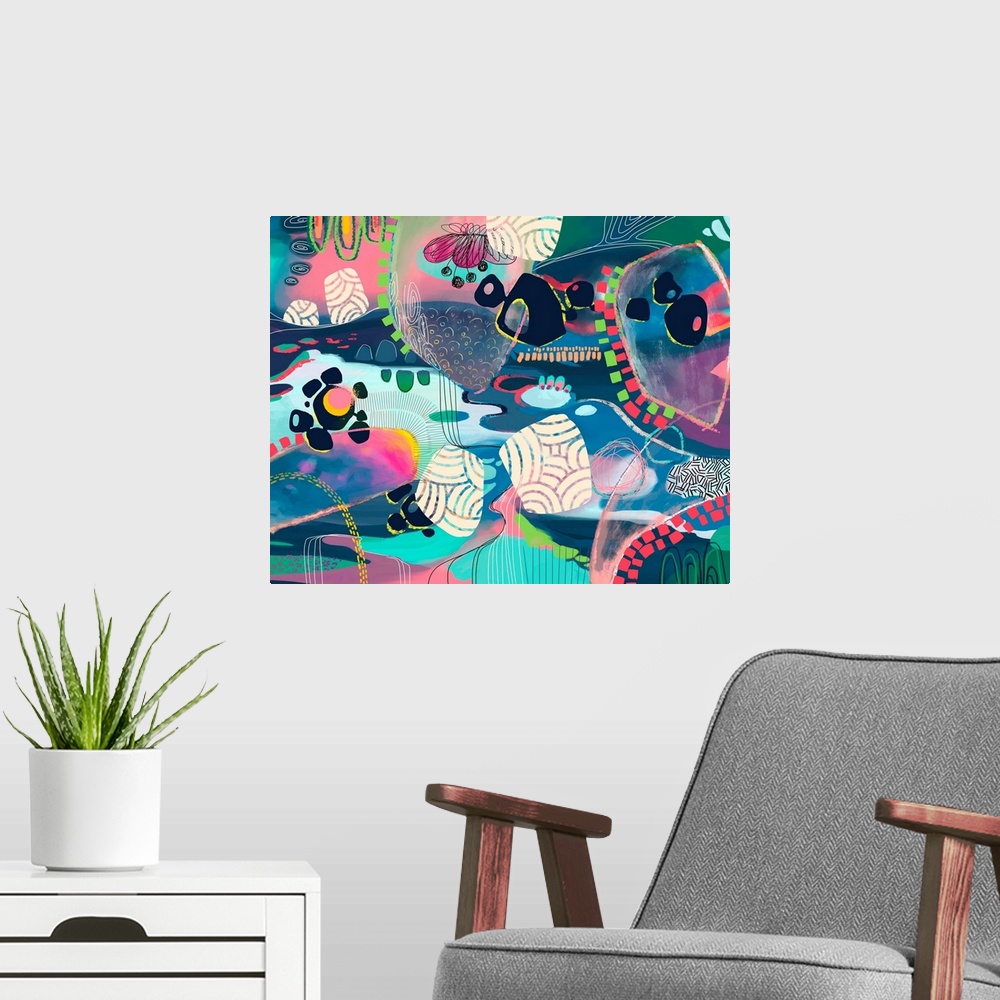 A modern room featuring Maximalist - Color Bubbles III