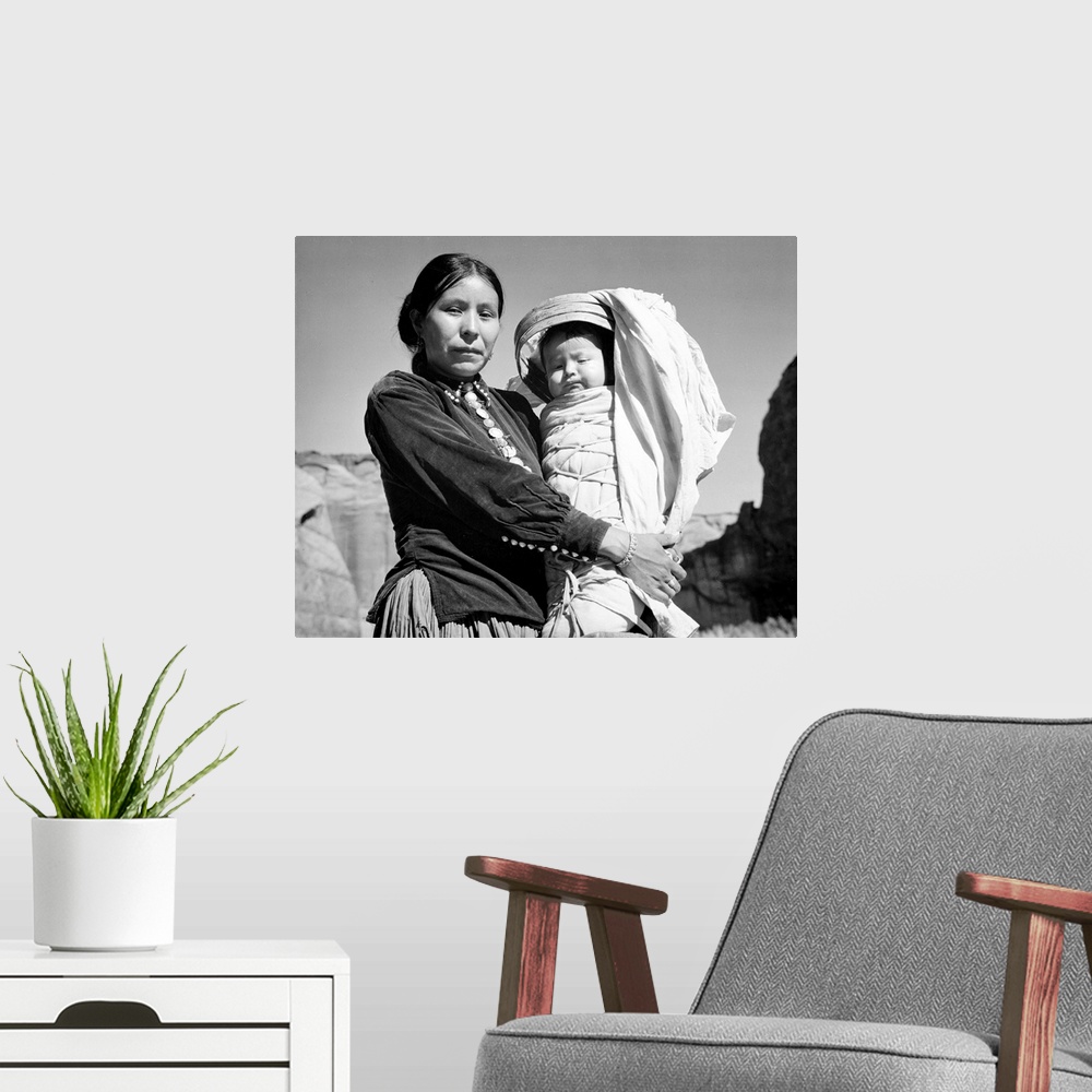 A modern room featuring Navajo Woman and Infant, Canyon de Chelle, Arizona.