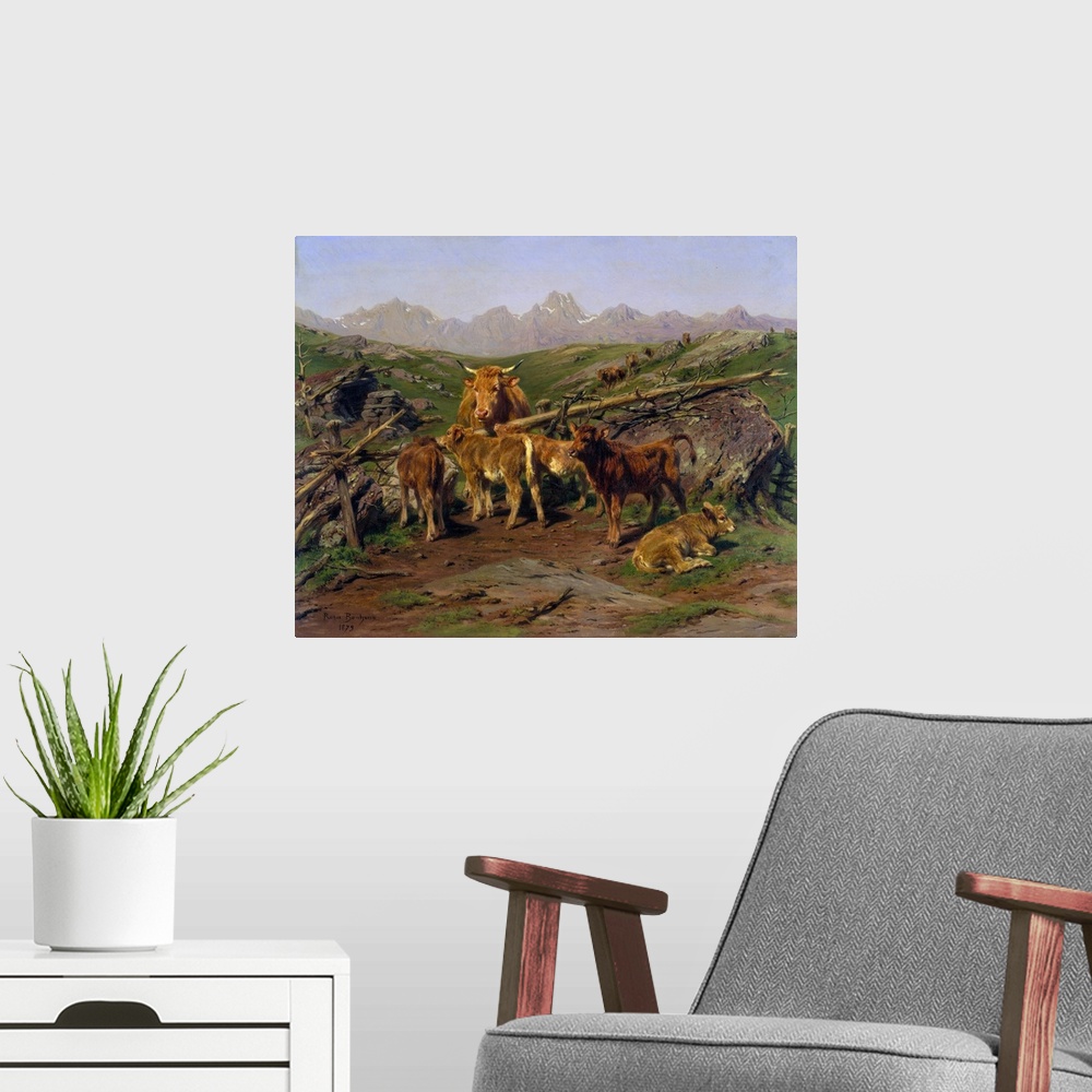 A modern room featuring The scene is probably located on one of the high pasturelands of the Pyrenees. Rosa Bonheur took ...