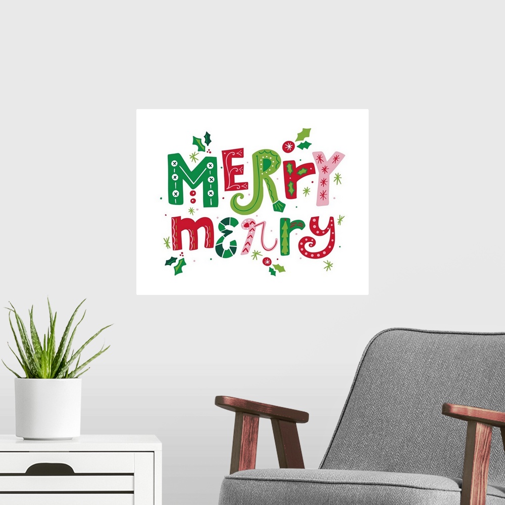 A modern room featuring Festive Lettering - Merry Merry