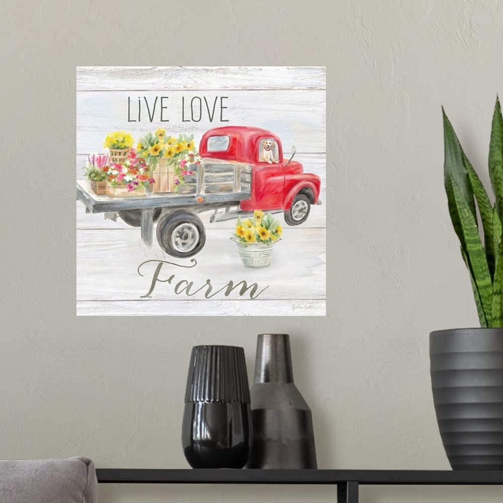 A modern room featuring Vintage Truck Sentiment I