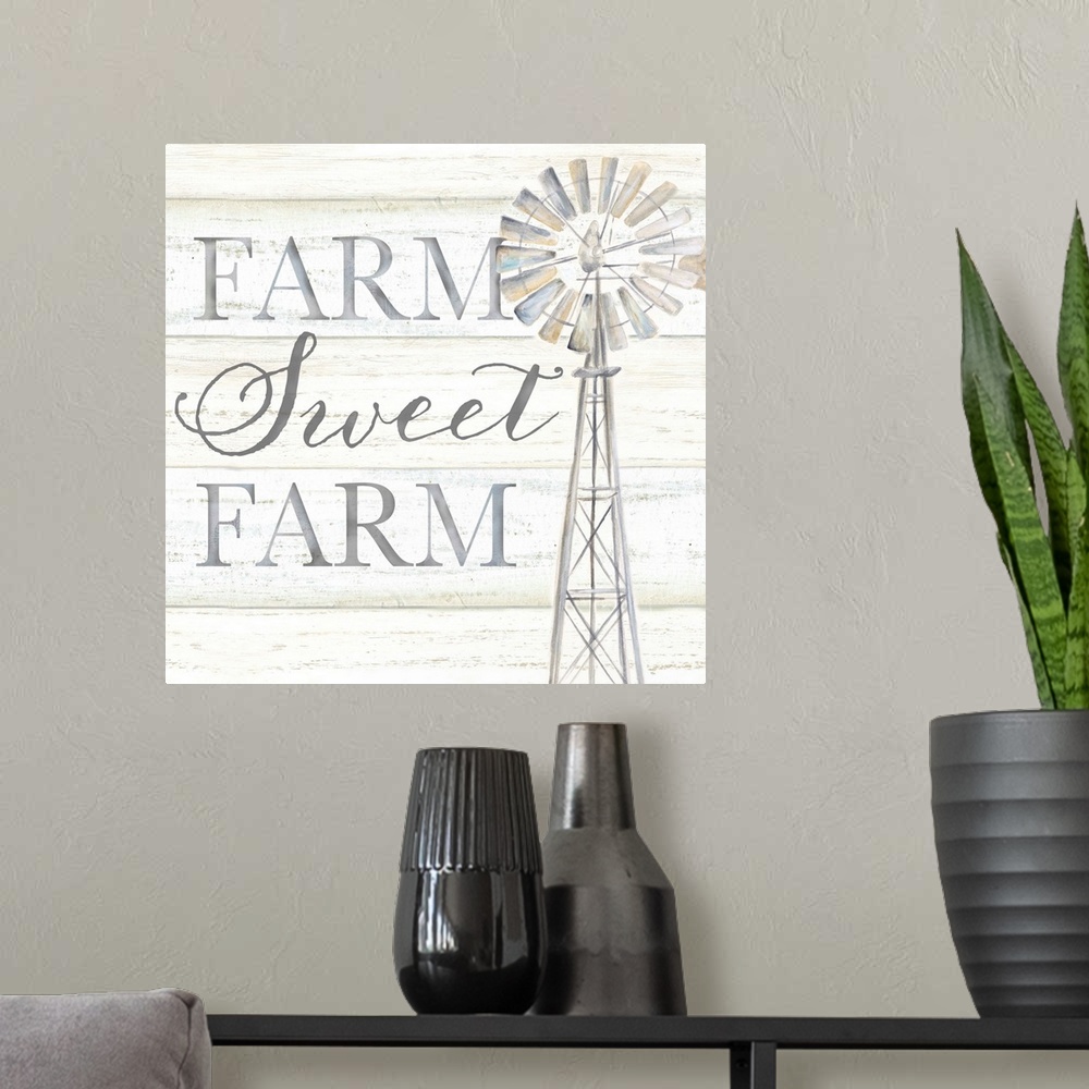 A modern room featuring Windmill Farm Sweet Farm Sentiment
