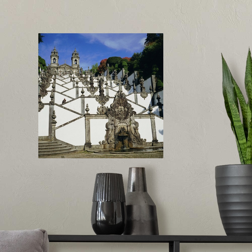 A modern room featuring Ornamental stairway, Bom Jesus Church, near Braga, Minho, Portugal