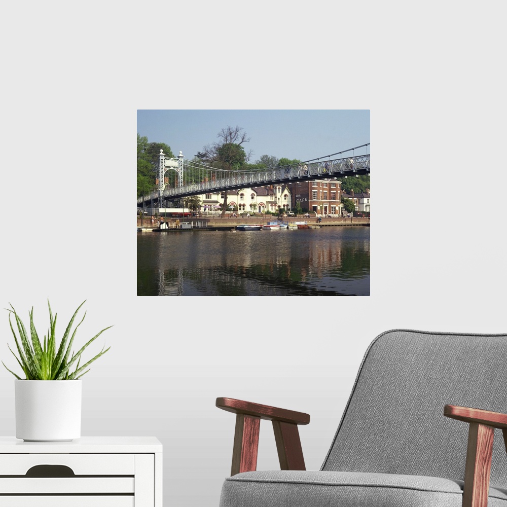 A modern room featuring River Dee and Queens Park Bridge, The Groves, Chester, Cheshire, England, UK
