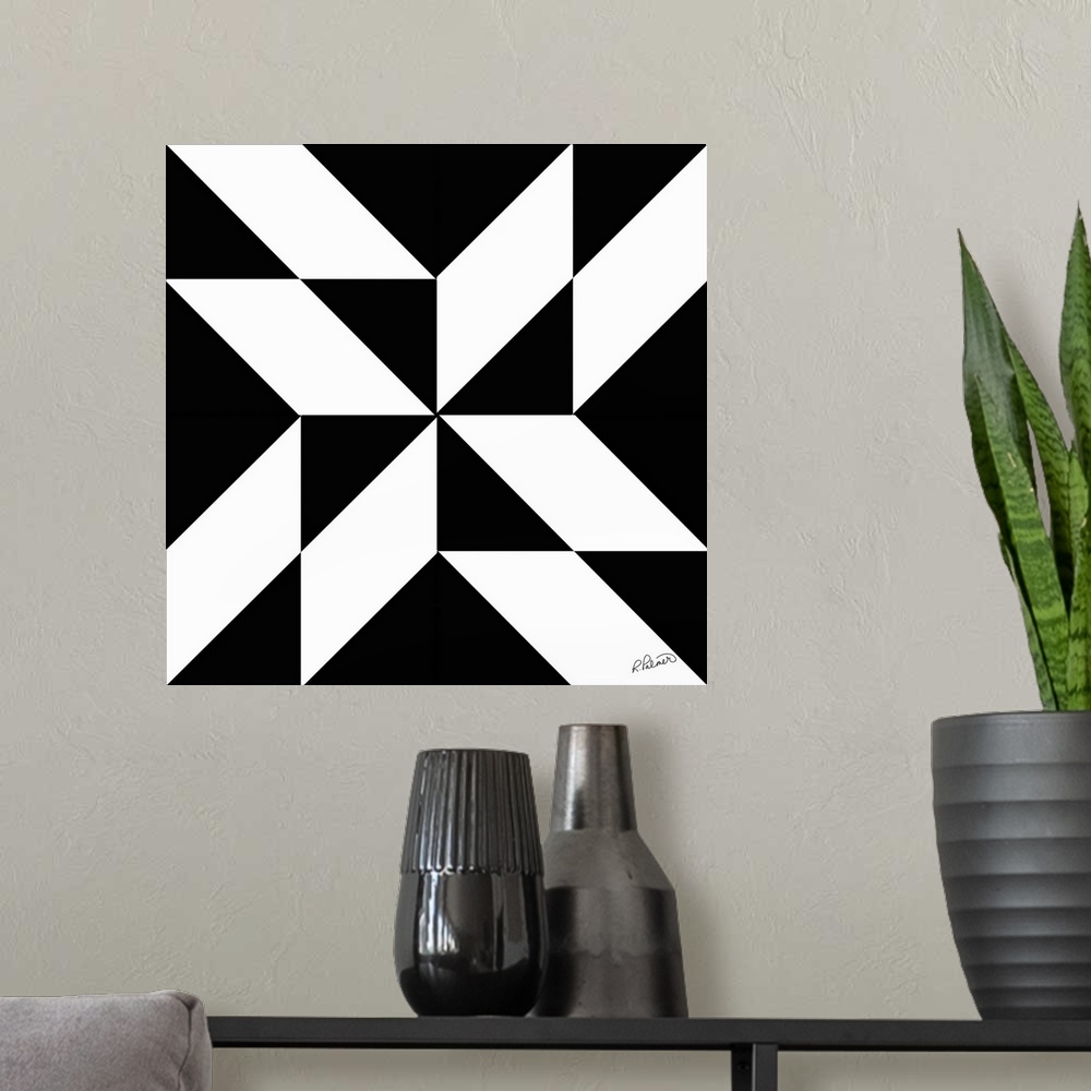 A modern room featuring Black And White Geometry
