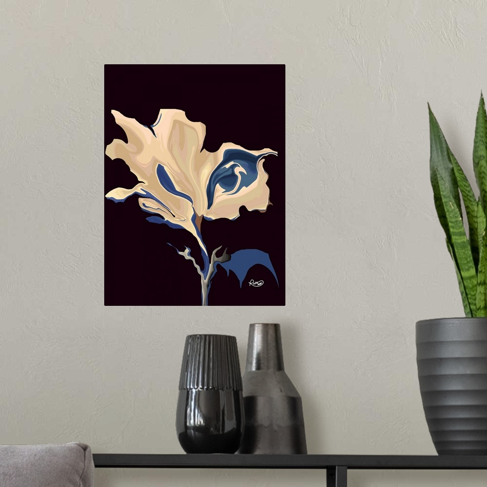 A modern room featuring Blue Taupe Liquid Floral