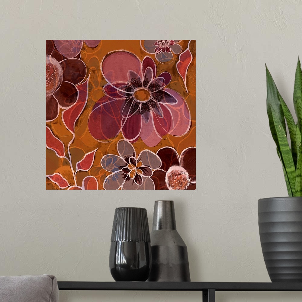 A modern room featuring Pop Floral Merge Pink/Orange
