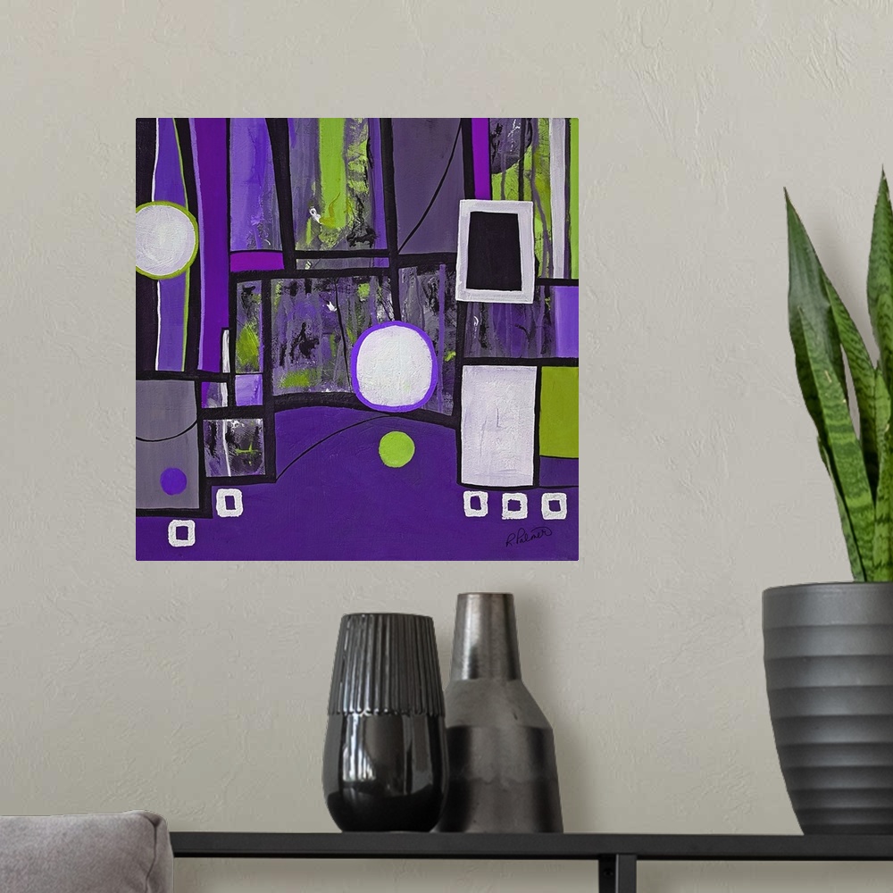 A modern room featuring Purple Geo