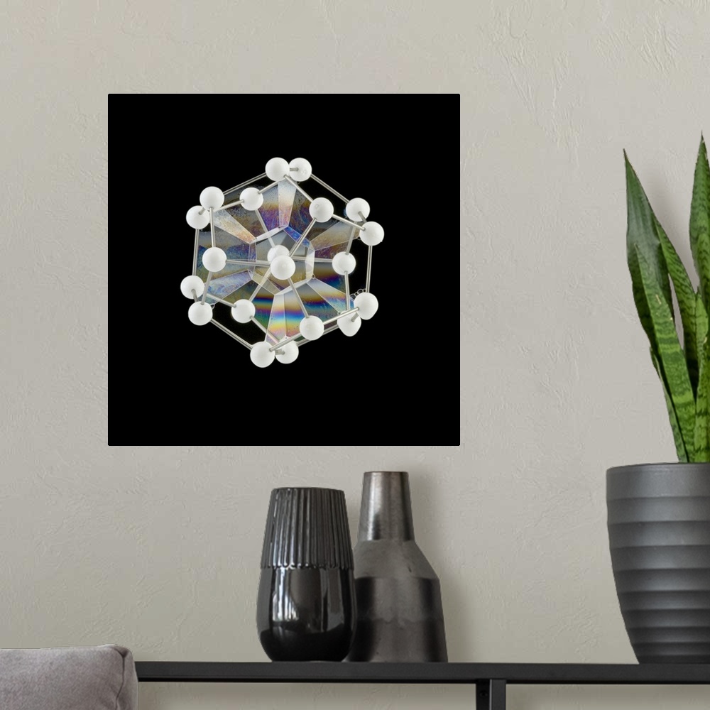 A modern room featuring Soap bubbles on a dodecahedral frame. Bubble films always attempt to occupy the minimum surface a...