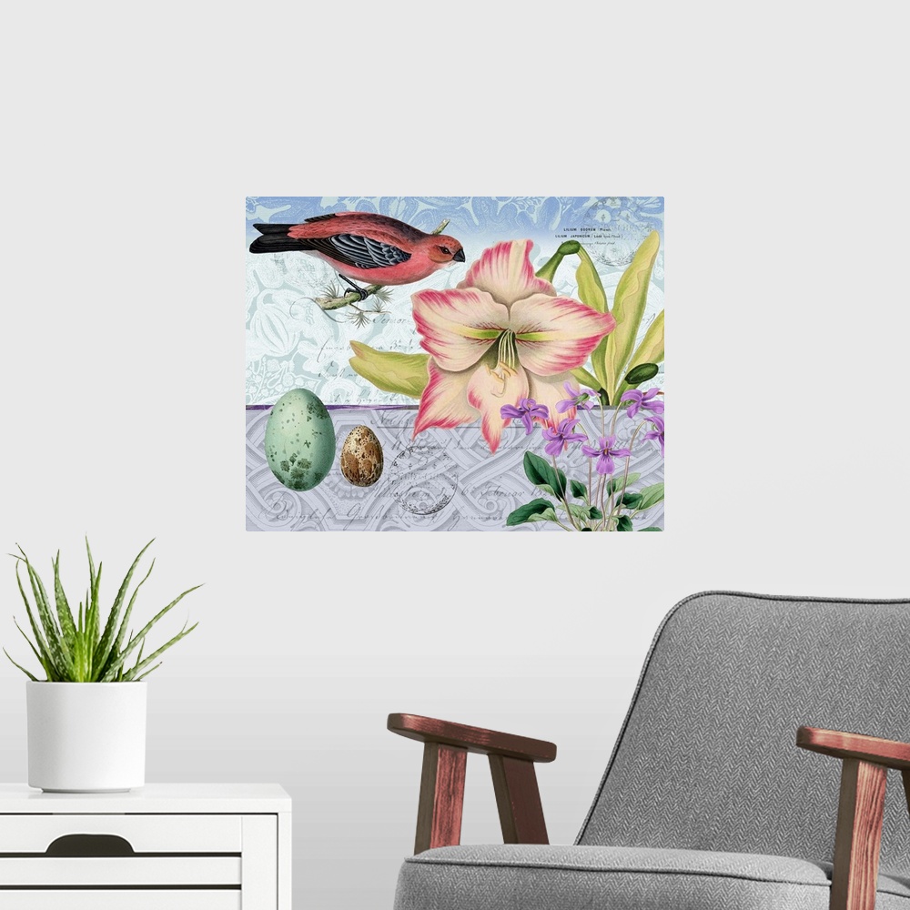 A modern room featuring Easter Lily Botanical II