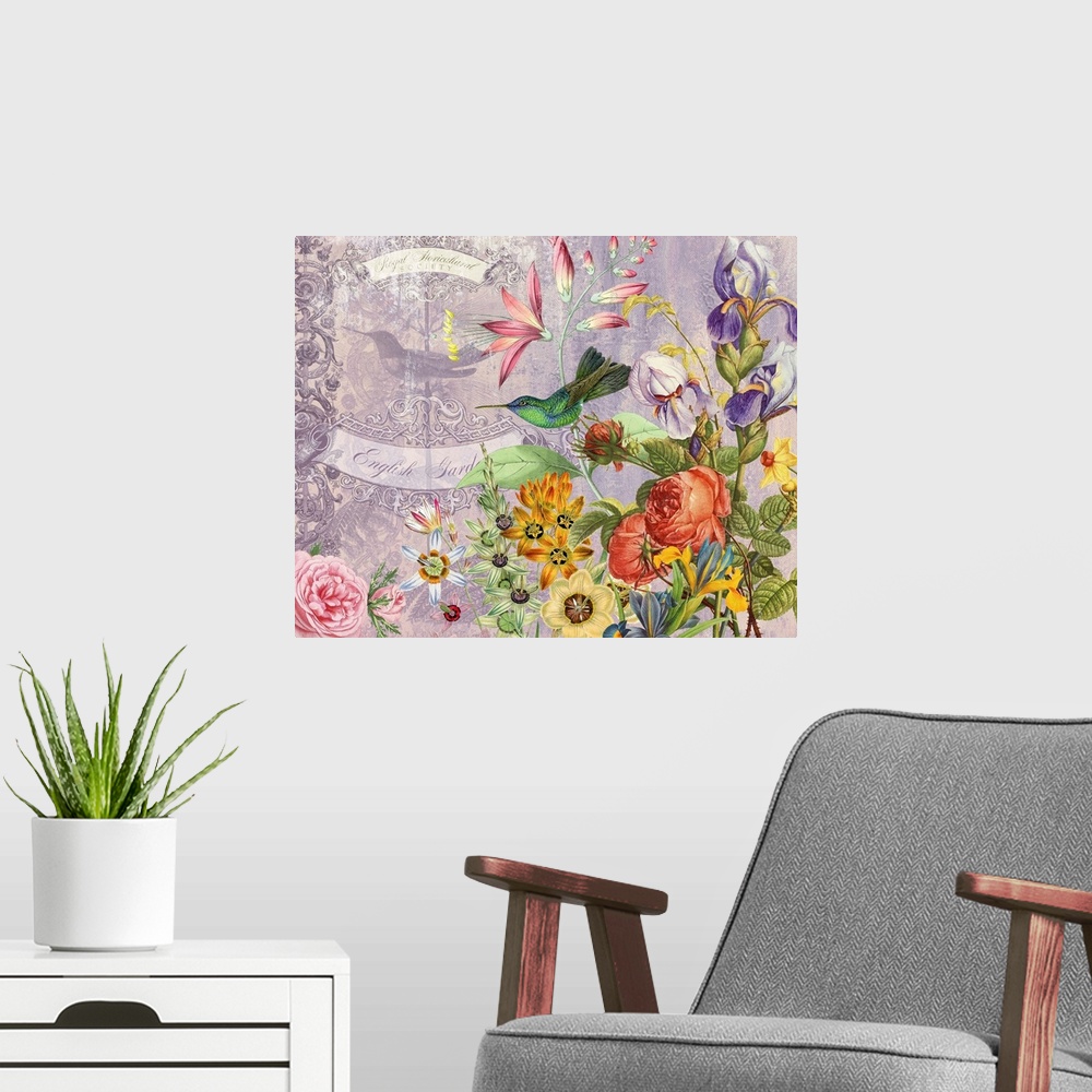A modern room featuring Hummingbird Garden I