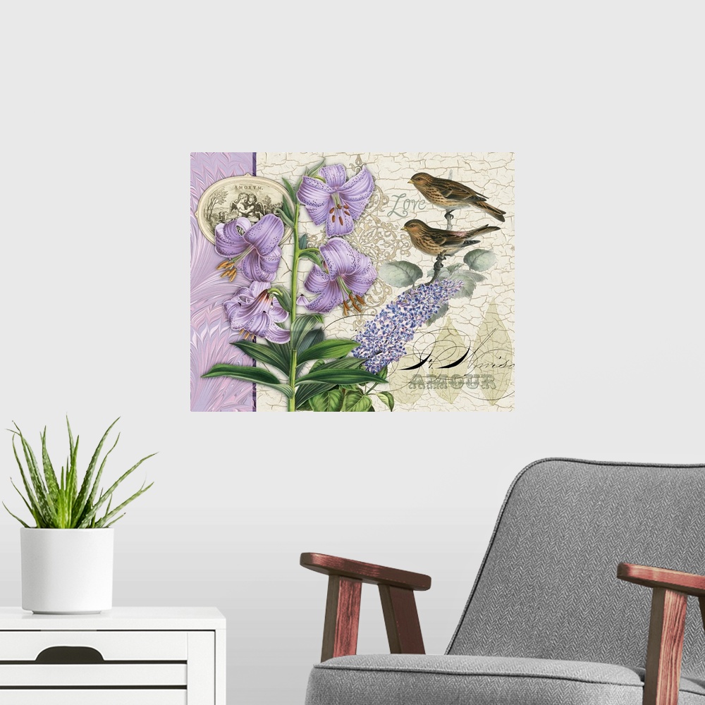 A modern room featuring Lilac Love Botanical I