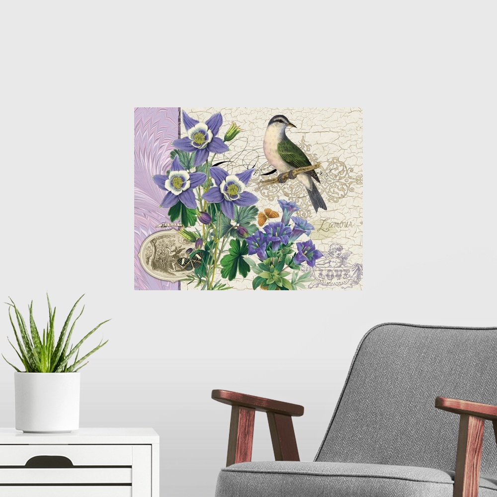 A modern room featuring Lilac Love Botanical II