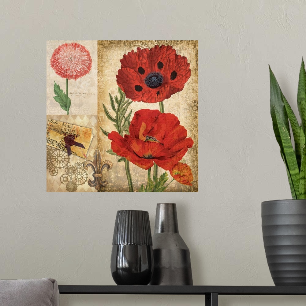 A modern room featuring Steam Punk Poppies I