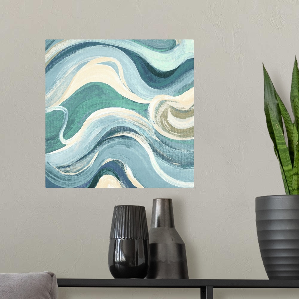 A modern room featuring Curving Waves I