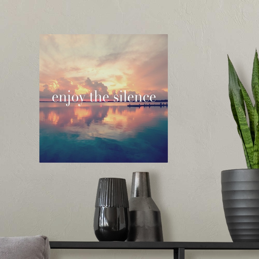 A modern room featuring Enjoy the Silence