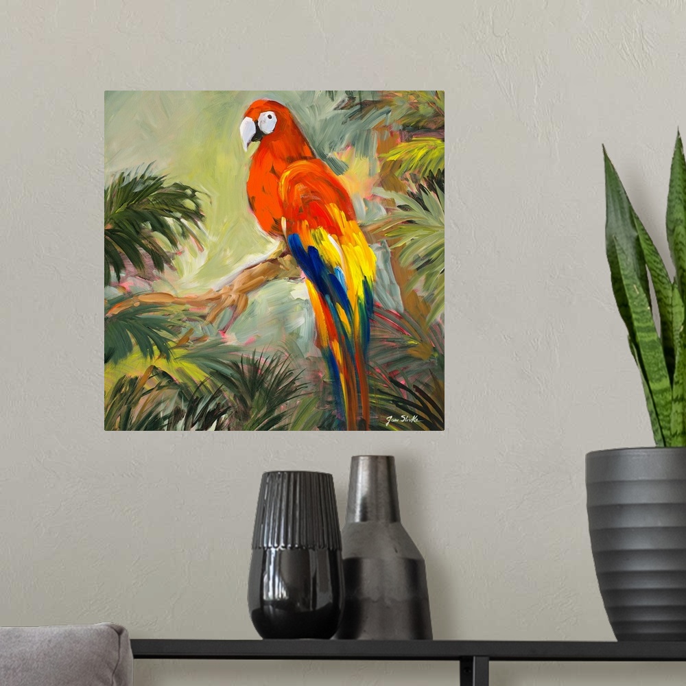 A modern room featuring Parrots at Bay I