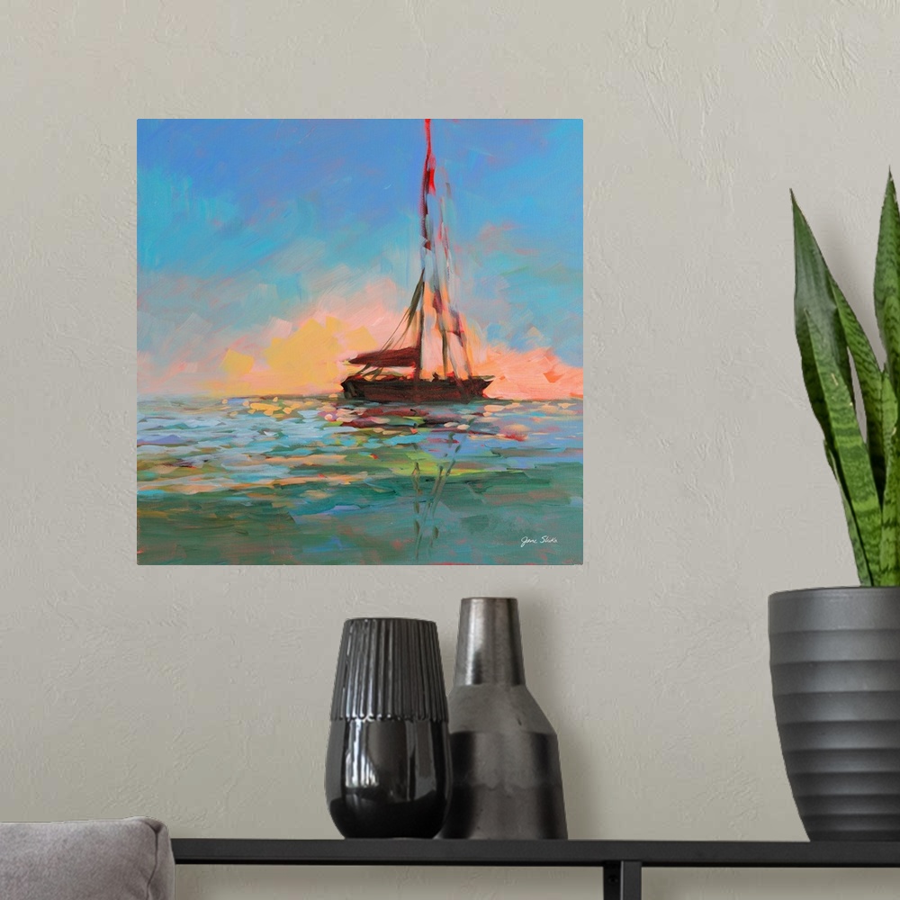 A modern room featuring Sailboat On The Horizon