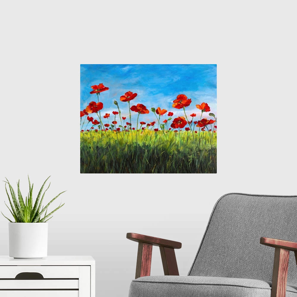 A modern room featuring Wild Poppies