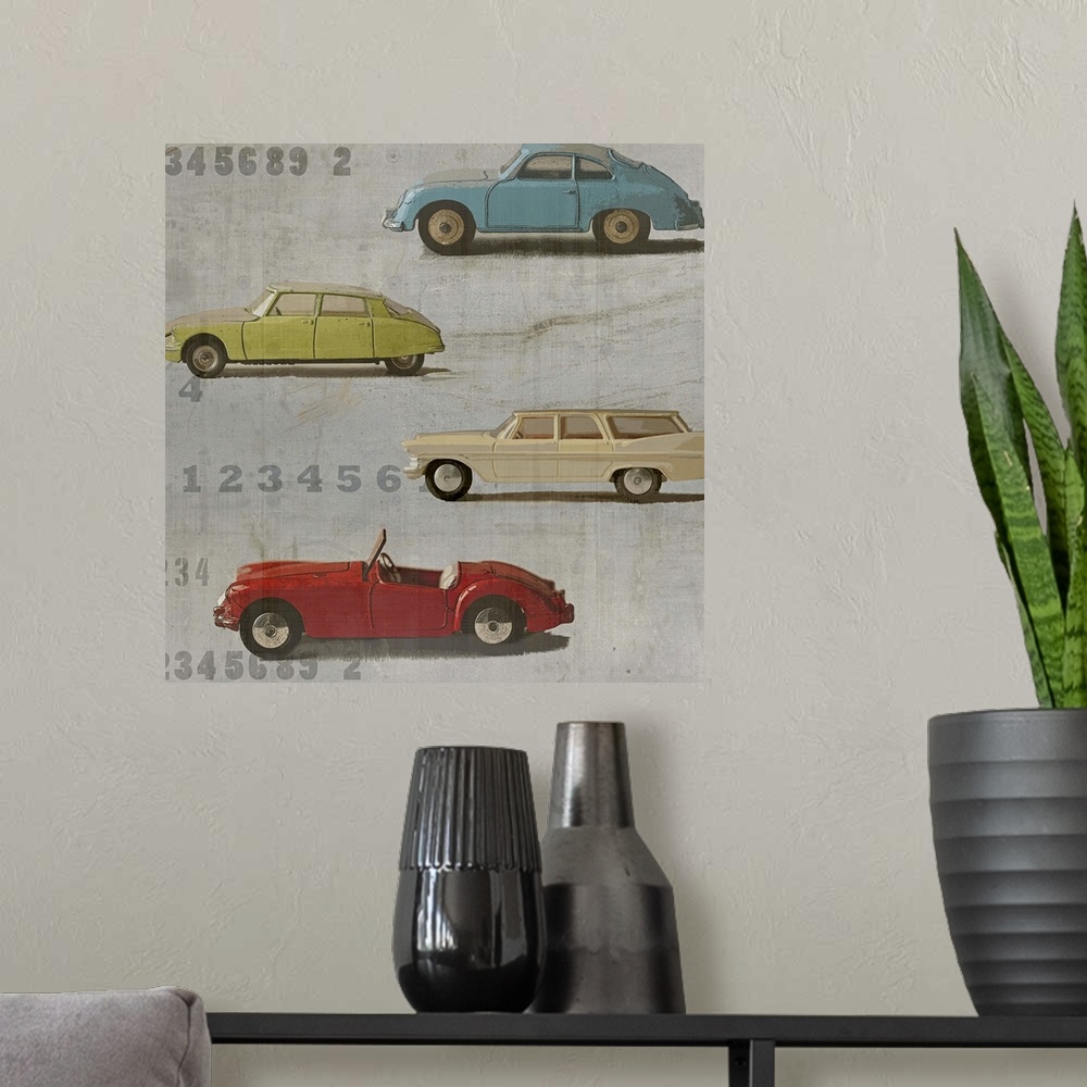 A modern room featuring Vintage Cars