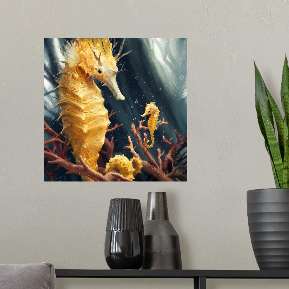 A modern room featuring Seahorse Thorny Yellow