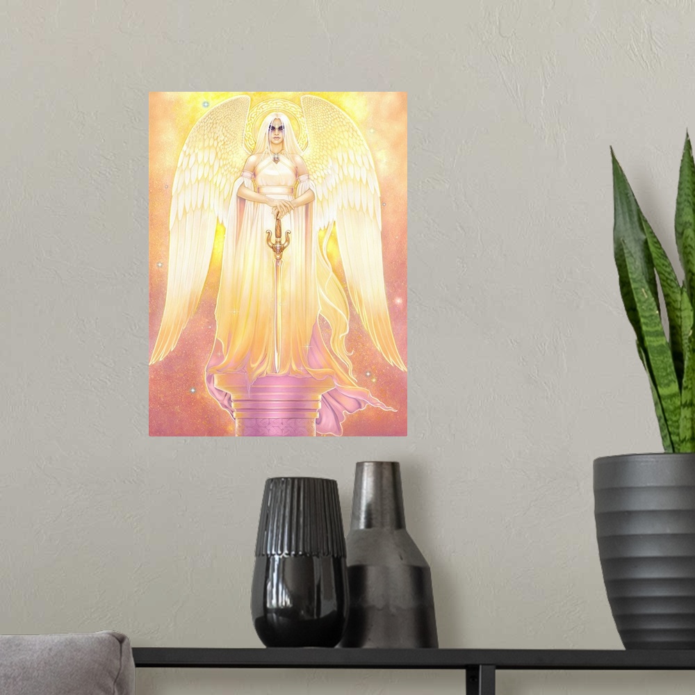 A modern room featuring Watched Over By Angels