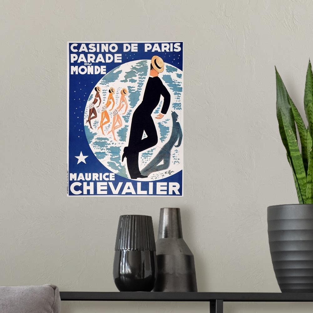 A modern room featuring Maurice Chevalier (1888-1972) on a Casino de Paris poster, 1935.
