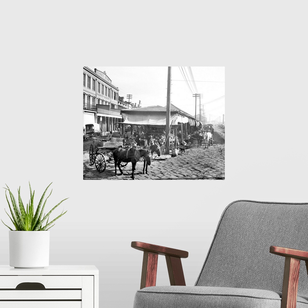 A modern room featuring New Orleans, Market, C1906. Scene In the French Market In New Orleans, Louisiana. Photographed C1...