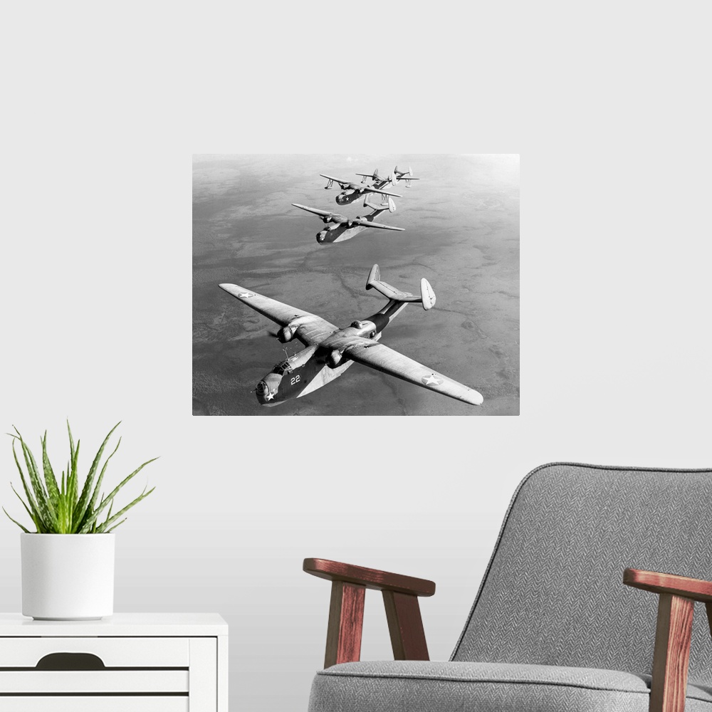 A modern room featuring U.S. Navy Martin Mariner (PBM) patrol bombers, 1943.
