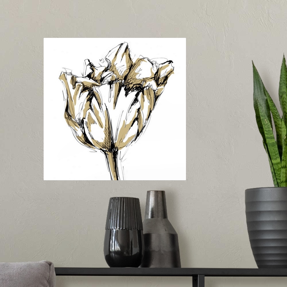 A modern room featuring Gold Tulip I