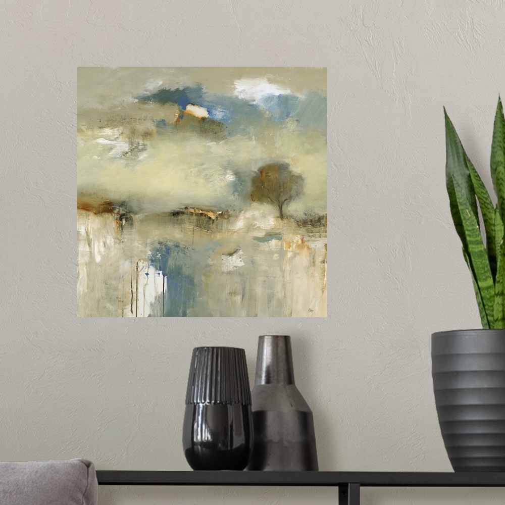 A modern room featuring Abstracted Landscape III