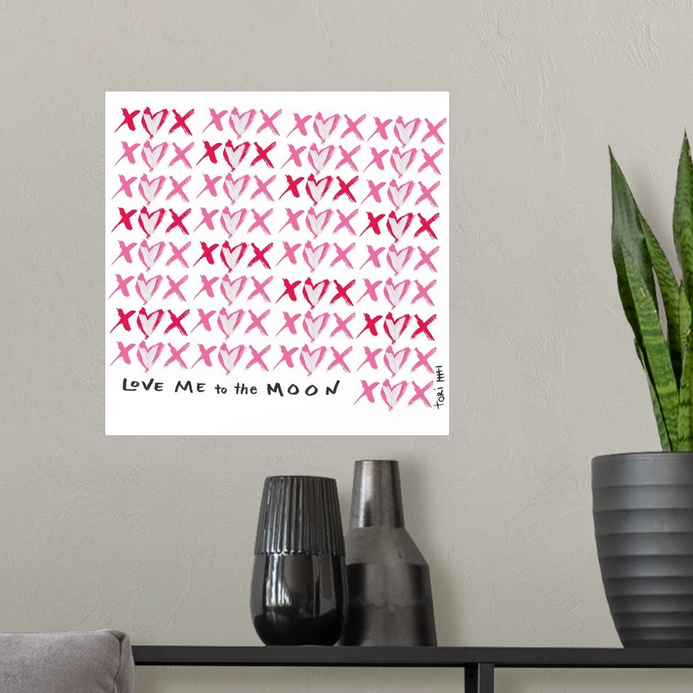 A modern room featuring XOXO Love me to the Moon