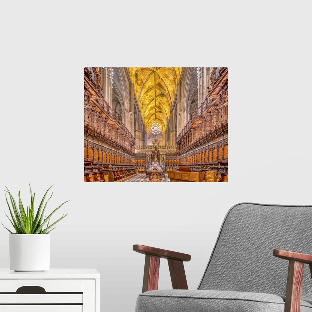 A modern room featuring Choir, Cathedral of Seville, Spain.