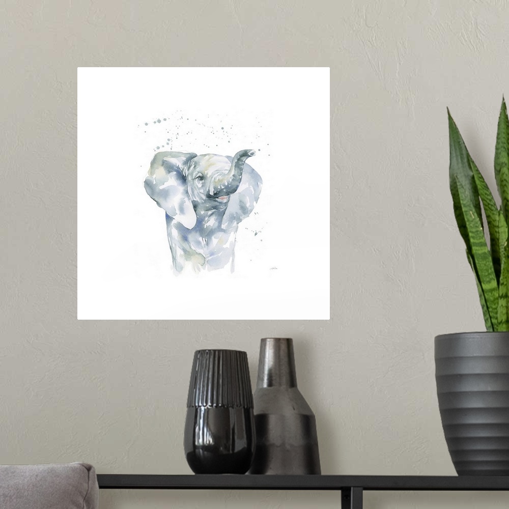 A modern room featuring Baby Elephant White Border