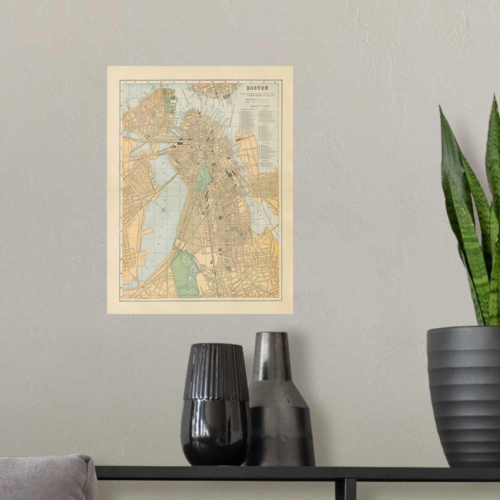 A modern room featuring Boston Map