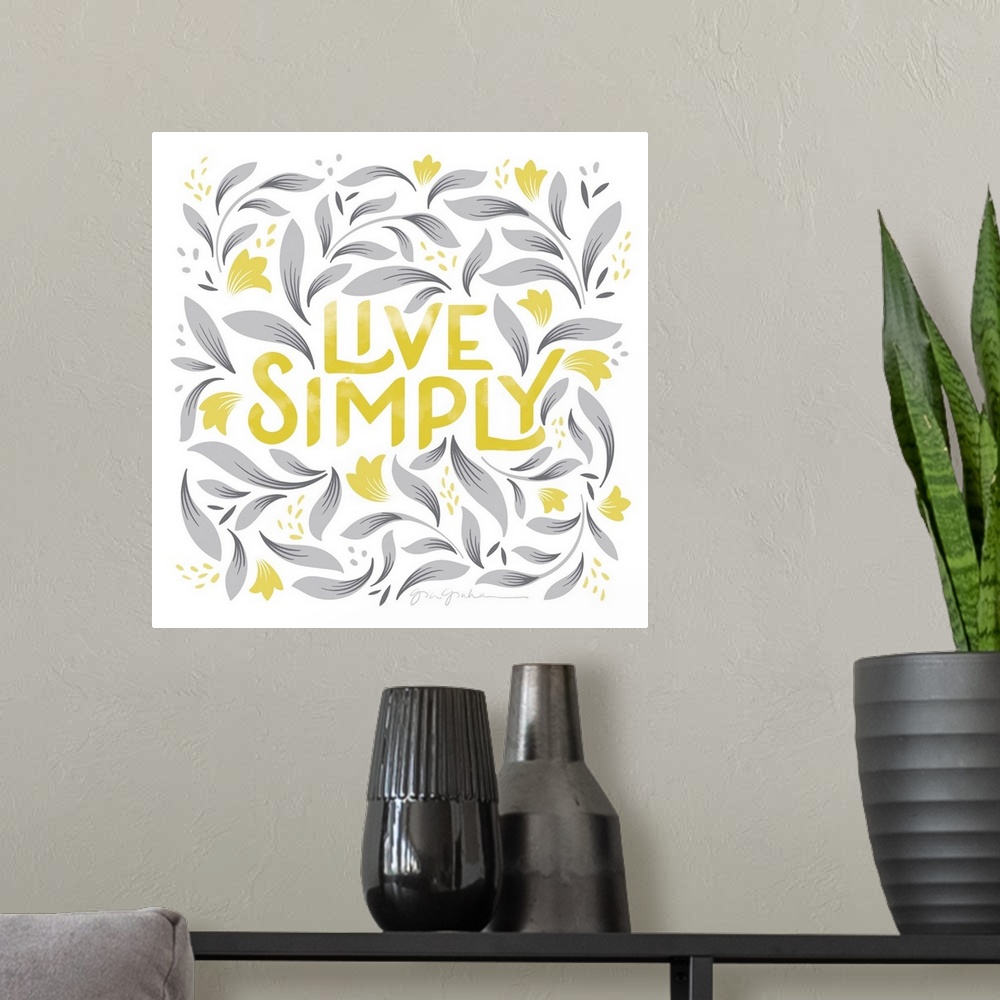 A modern room featuring Calm Words I Yellow Gray