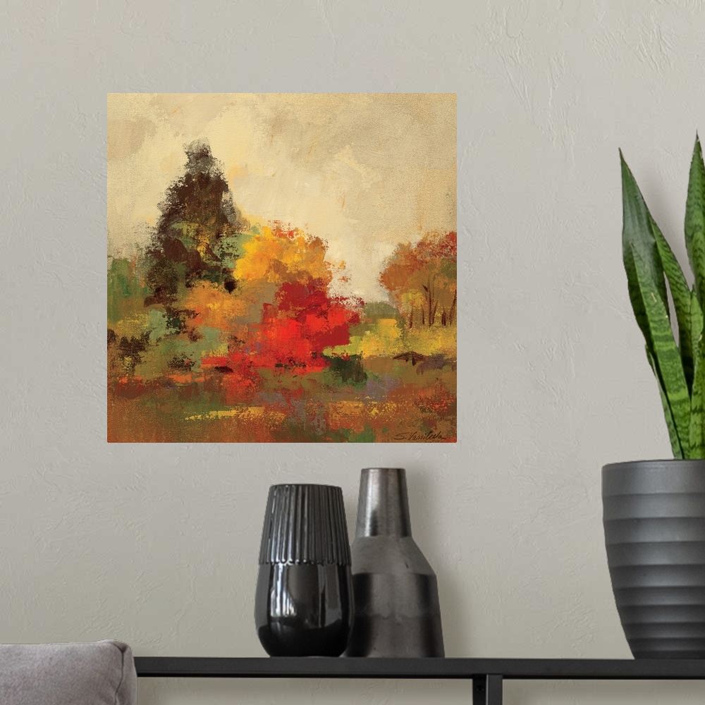 A modern room featuring Fall Forest I