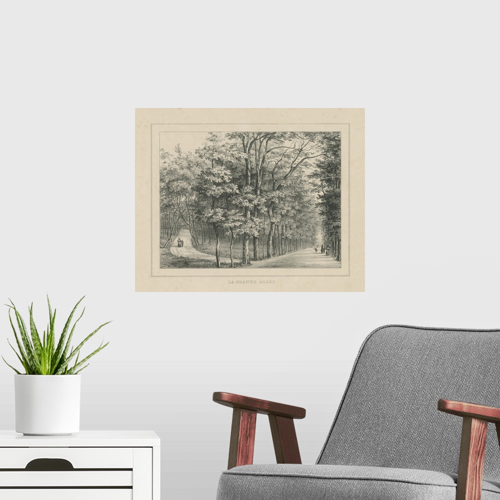 A modern room featuring French Park Etching II
