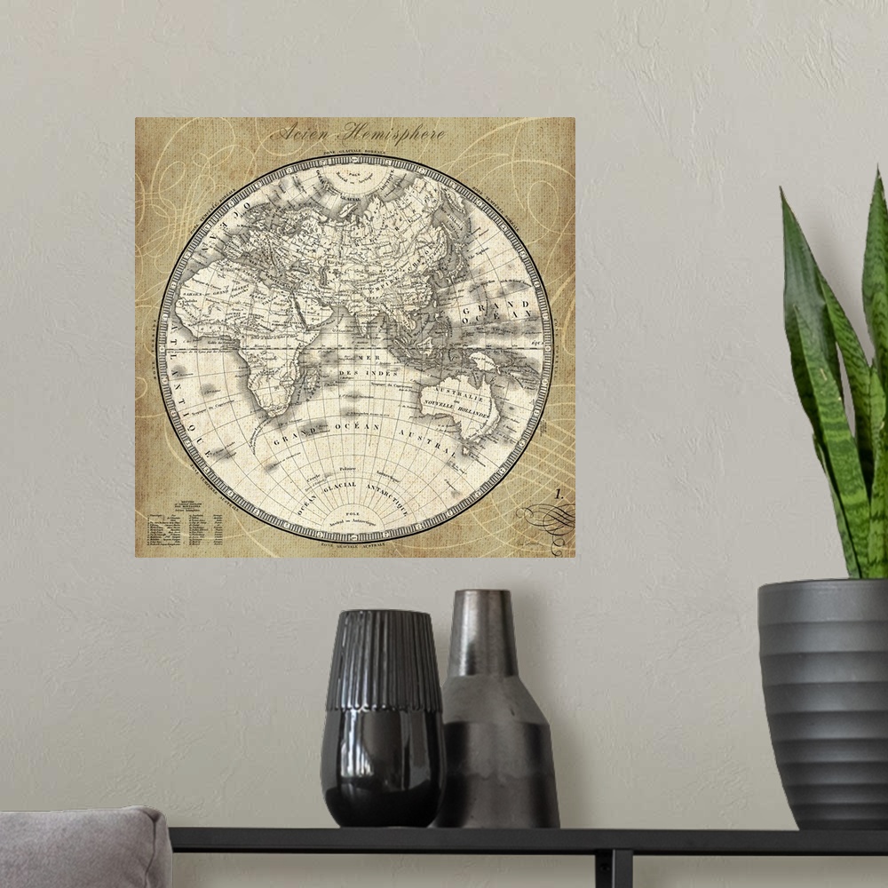 A modern room featuring French World Map II
