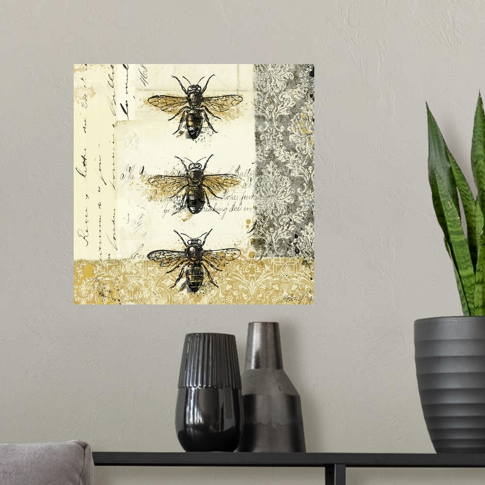 A modern room featuring Golden Bees 'n Butterflies I