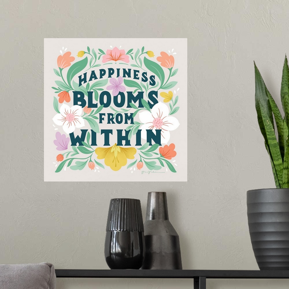 A modern room featuring Happiness Blooms II