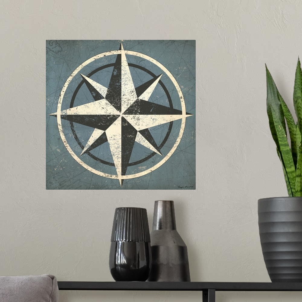 A modern room featuring Nautical Compass Blue